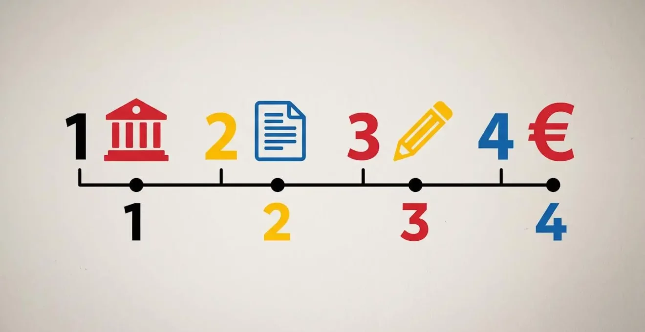 Timeline des 4 étapes clés de la déclaration fiscale pour meublé de tourisme.
